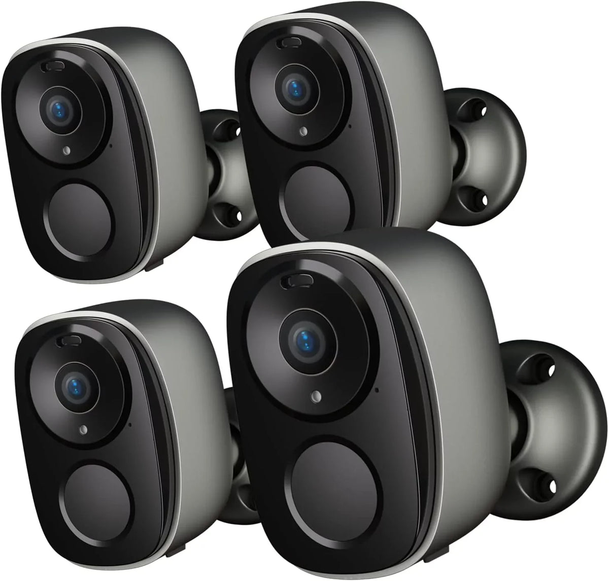 Storage, with Security Camera SD/ Wireless exterior, Motion Audio Powered for Color Security 2K (BW4-G-4Pack) Fee, Cameras AI Night 2-Way Battery No Free Detection, Cloud IP65, Monthly Home Vision,