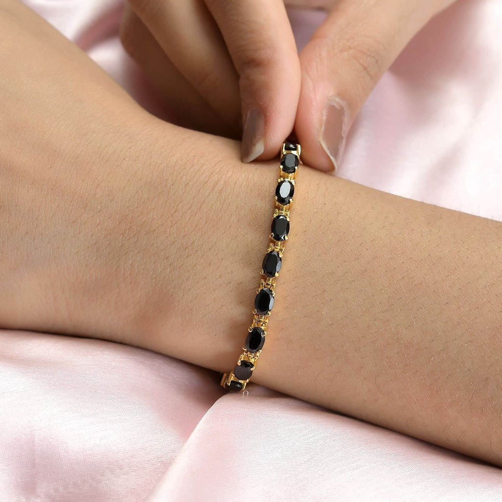 Black for 6.5" Bracelet dimension Steel Jewelry LC Stainless 8.49 Ct Birthday Plated Gifts Spinel Women Yellow Gold Shop Ion Oval