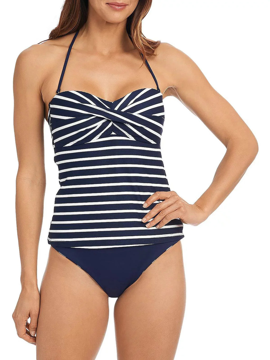 Womens La Capri Bandini Swim Blanca Striped Top Tankini
