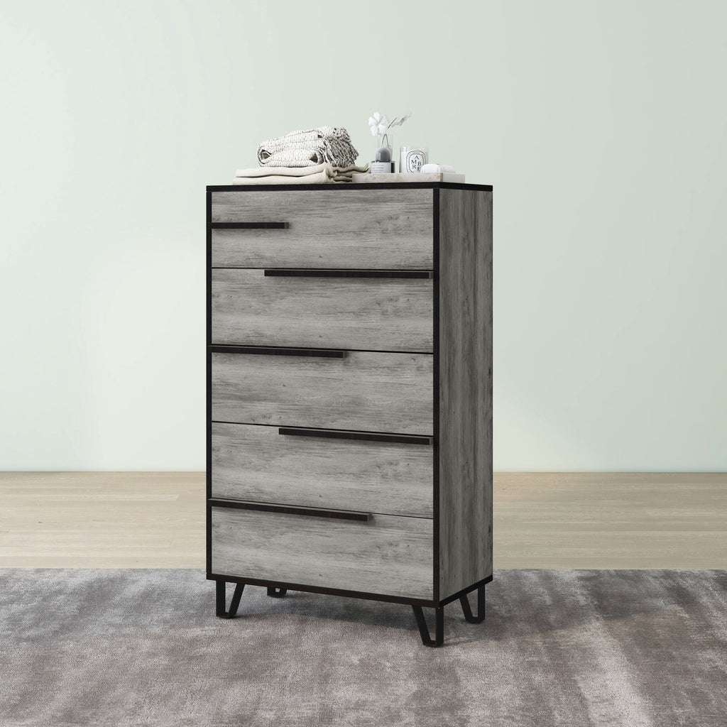Vintage Denhour BASIC Chest Grey Oak DH by Modern 5-Drawer