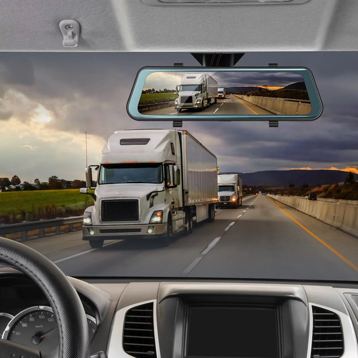 iNova FHD Vehicle with DVR Recording Driving Recorder Dash Sensor 1080P Parking 9.66In Car G Camera Monitoring Seamless
