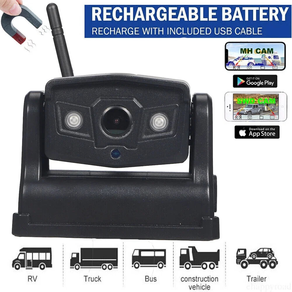 Magnetic View Camera Front/Rear WiFi Battery Backup Camera, JLLOM Wireless 9600mAh