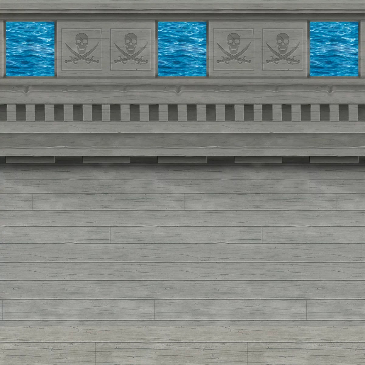 Themed 6 Central Aqua Party Stone Gray and of 30' Backdrops Pirate Ship Photo Pack Blue