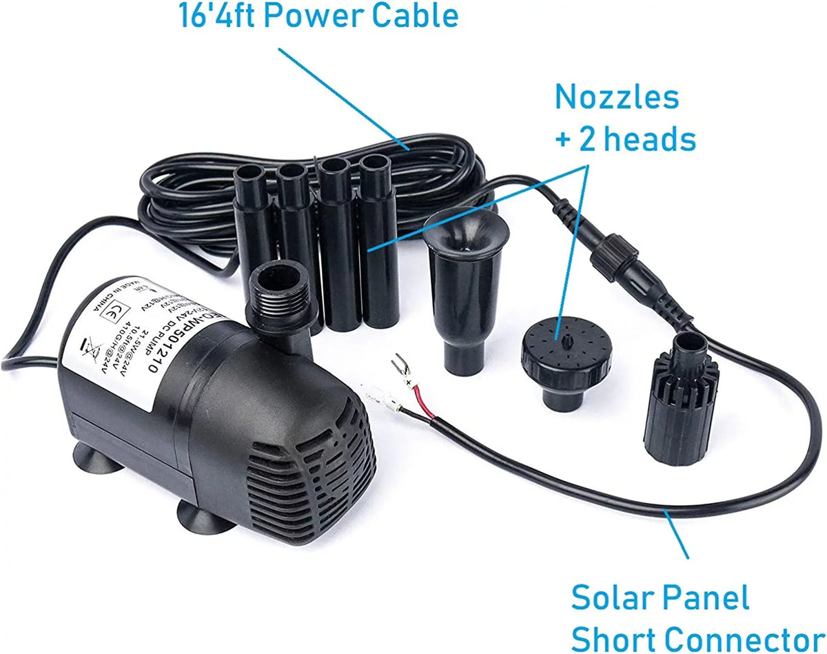 Brushless 12V Fountain, Fish for DC 24V 410GPH, 410GpH Aquarium 1 - Submersible Pond, and Pump, Solar liquid Pack
