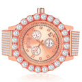 Out Khronos Rodeo Piece Inspired Custom Diamonds Rose W/Date Iced Time Function Tone Lab Gold Jo Exclusive Celebrity Watch