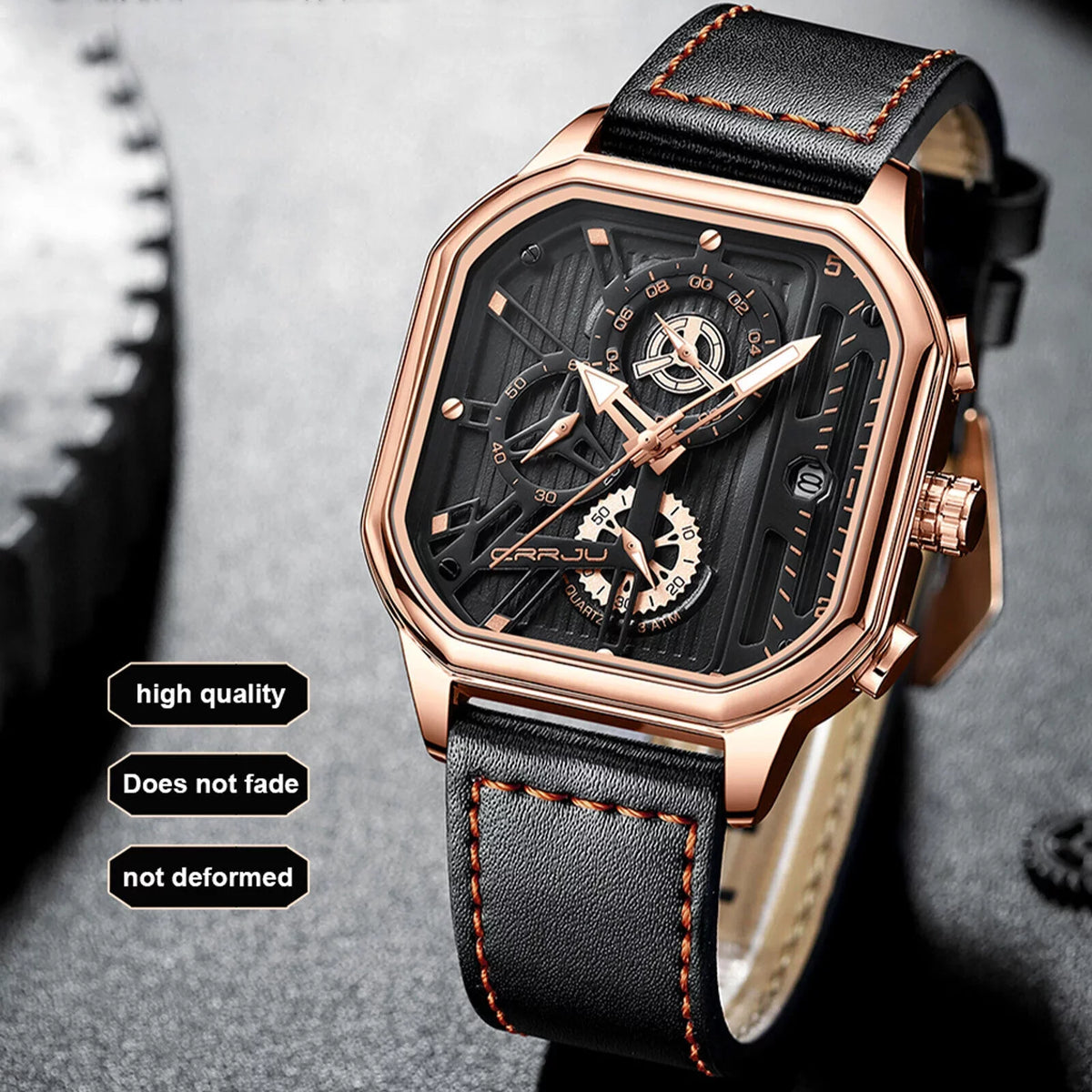 Date Leather Business Waterproof Luxury Quartz Men's Watch Luminous Chronograph