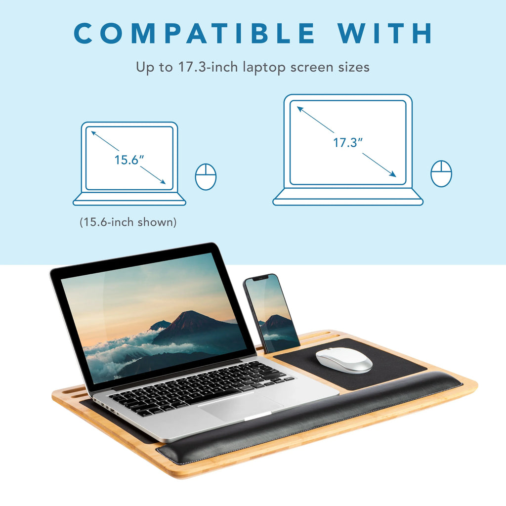 to Laptop LapGear Pro Board, Lap up 17.3-in Fits Bamboo Natural,