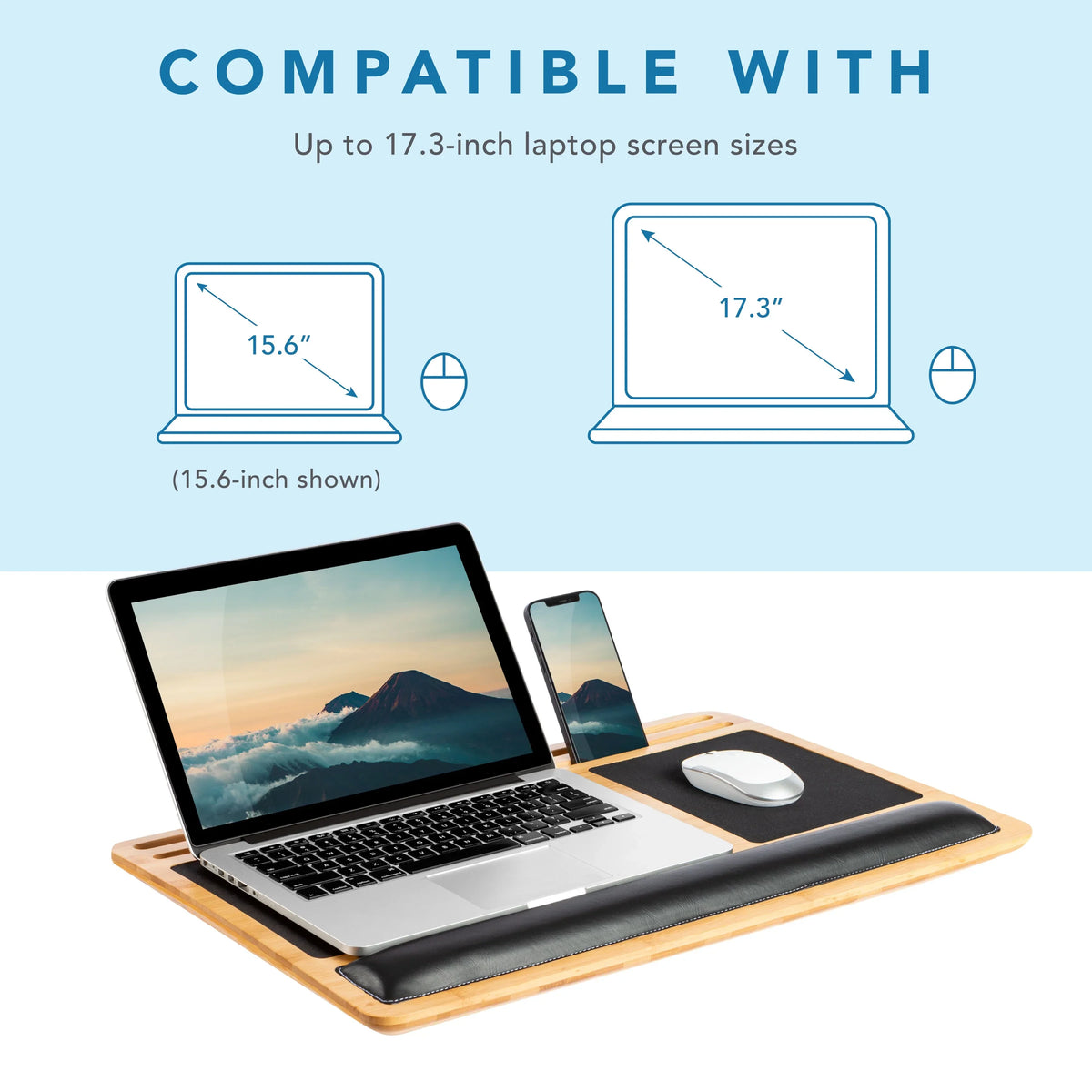 to Laptop LapGear Pro Board, Lap up 17.3-in Fits Bamboo Natural,