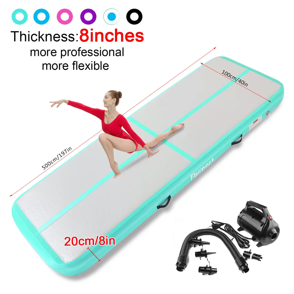 5M*1M*0.2M Air Electric Gymnastics for Practice airtrack Pump Tumbling,Parkour, Gymnastics, Track Home air mat Floor with Inflatable Fbsport Tumbling