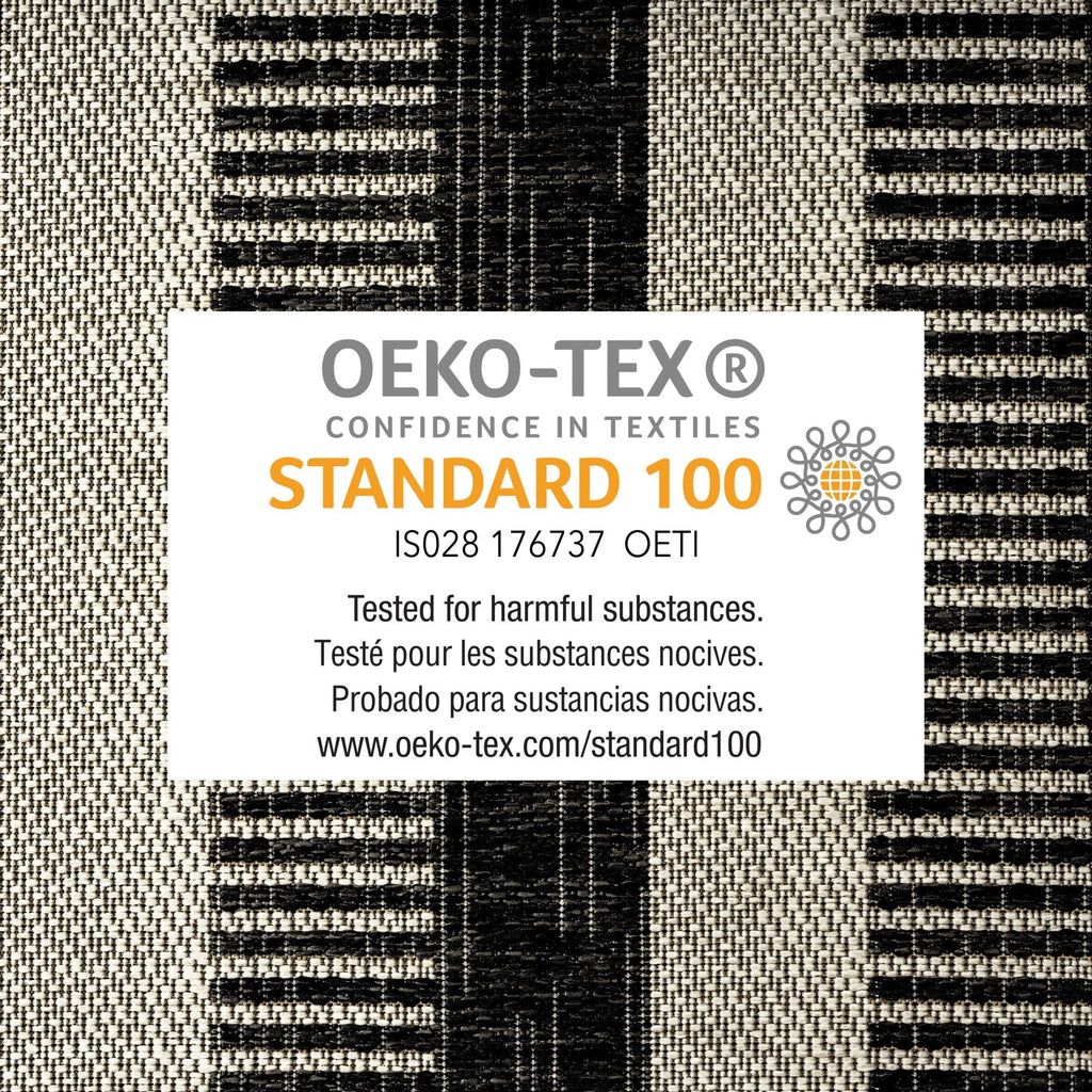 New Modern 5'2"x7'2" Patio York Rug, Miller Indoor/exterior Country Black/Grey, Striped Nicole Area Charlotte