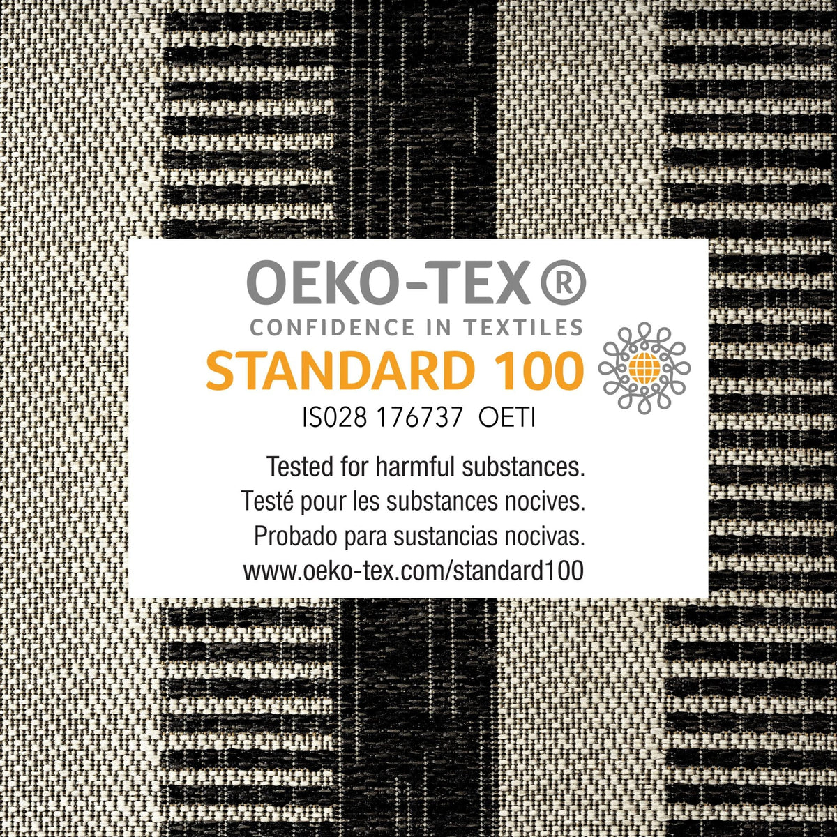 New Modern 5'2"x7'2" Patio York Rug, Miller Indoor/exterior Country Black/Grey, Striped Nicole Area Charlotte