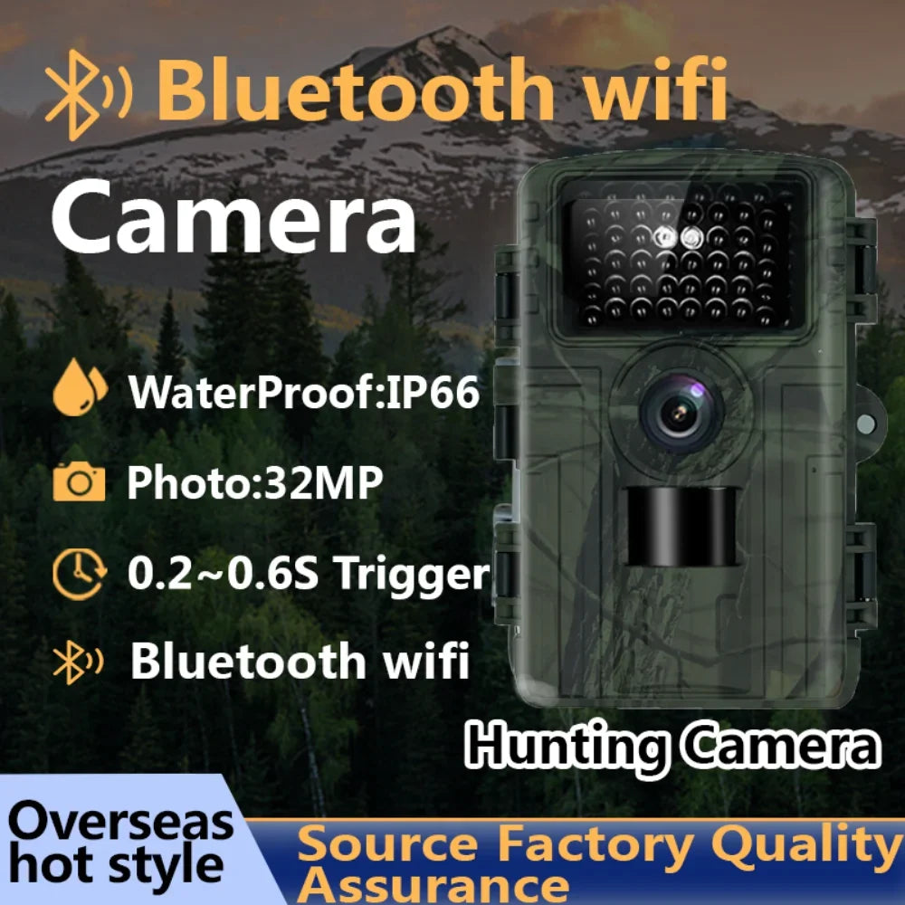 4K Camera Hunting 32MP HD exterior Trail Motion Bluetooth Wifi Vision Activated Wildlife Night Camera Camera Hunting WIFI IR Hunting Waterproof