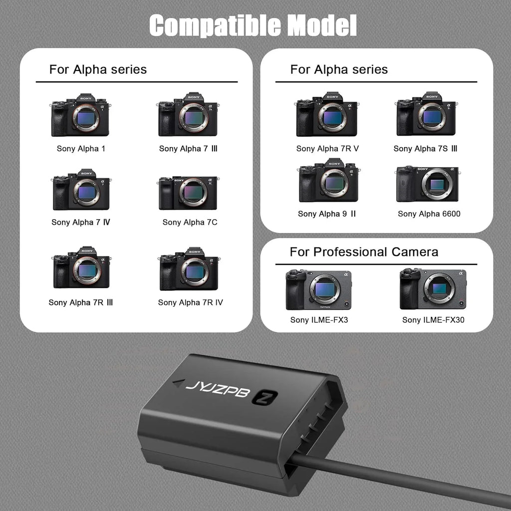 Dummy III FX30 Alpha A7C AC for A7R Power JYJZPB 1 A7R3 IV FX3 Fit y A7IV A7R Adapter A7R NP-FZ100 A7III V