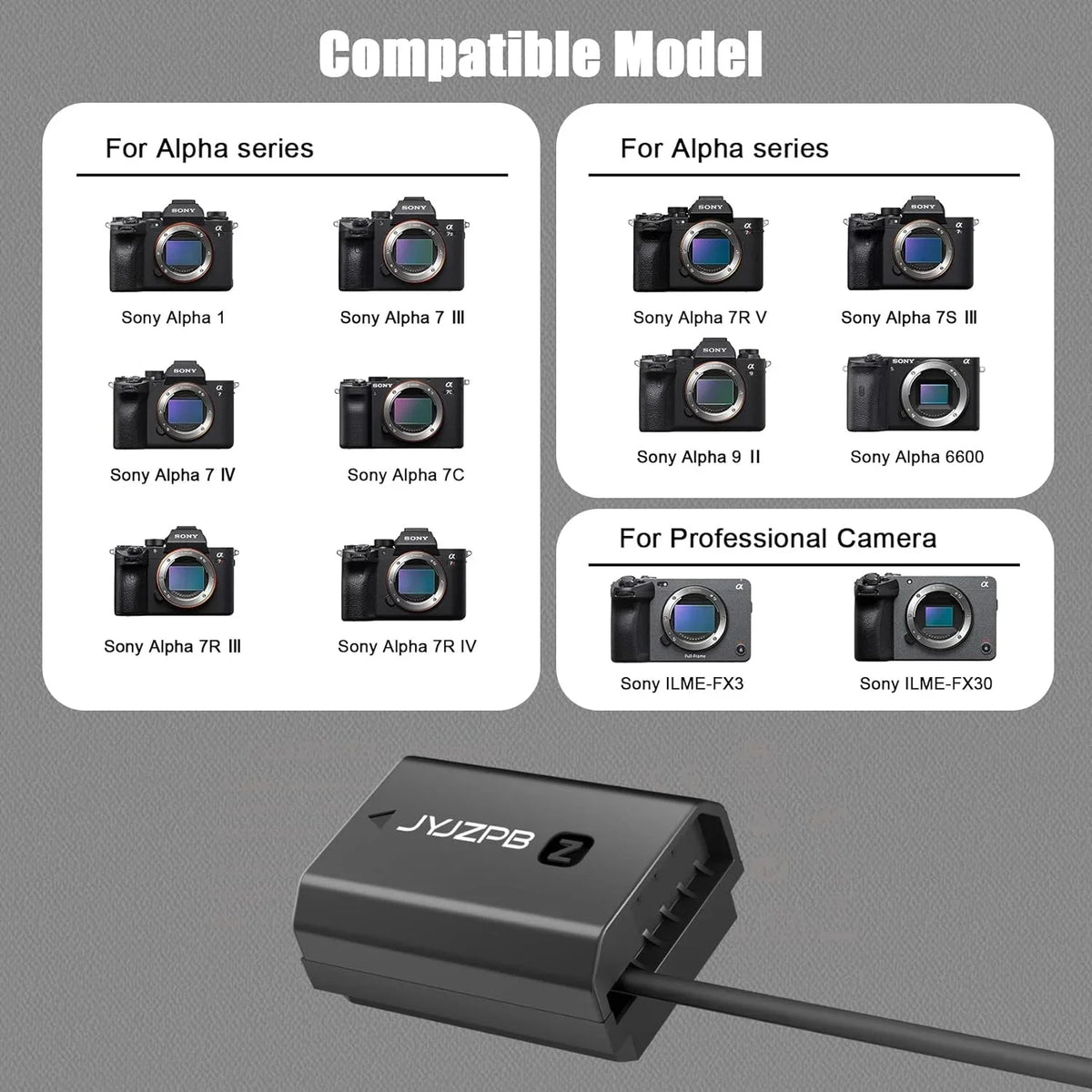 Dummy III FX30 Alpha A7C AC for A7R Power JYJZPB 1 A7R3 IV FX3 Fit y A7IV A7R Adapter A7R NP-FZ100 A7III V