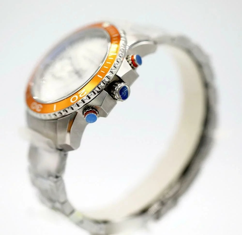 Lars Navigator Bezel Watch 46mm Steel 134SSOSB Orange Steel Sea Larsen Men's