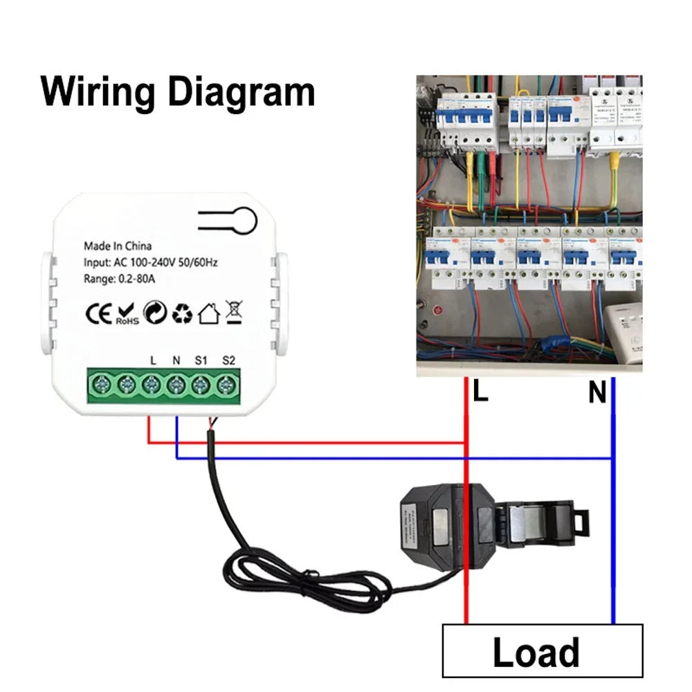 Power KWh Clamp Clamp KWh 80A Clamp Meter KWh Dazzduo Power Compatible Statistics Compatible Meter Monitor Statistics Voice Power Monitor Monitor Electric 80A meter,Statistics