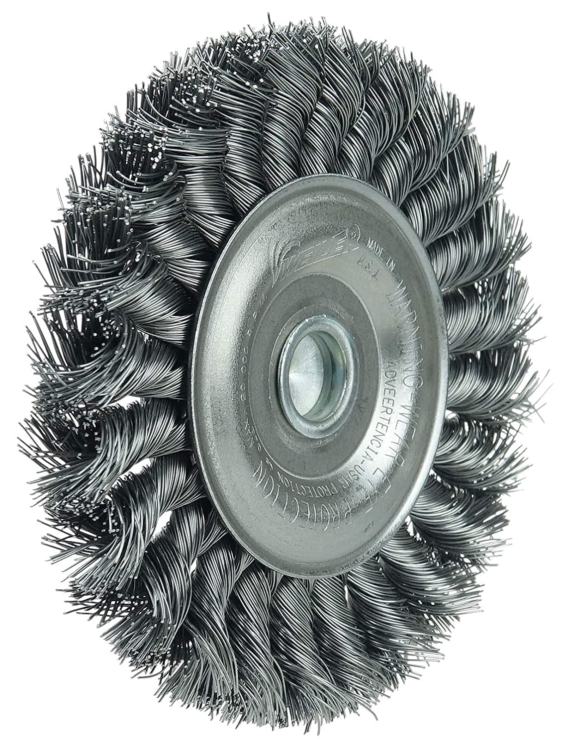Steel Knot .014" Made Wheel, 1/4" Wire Fill, Weiler 4" USA in Stem, Stem-Mounted 17687 the