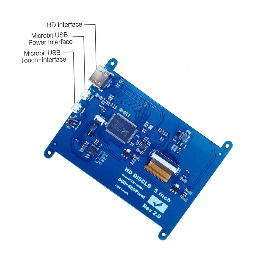 Touchscreen Portable Interface Display USB Resolution Capacitive Andoer Compatible 5 800*480 Tool Inch Raspberry Small with Pi with