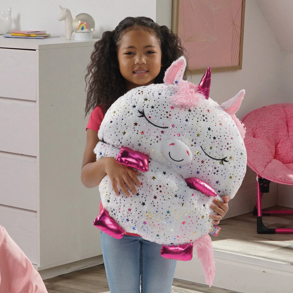 Nappers Plush Unicorn Toy Happy Sleeping Pillow and One, in Sack