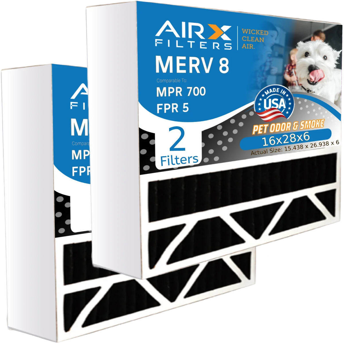 MPR & with Eliminator FILTERS Air AIR. Odor AIRX Filter Compatible 2 MERV 5 Comparable Pack to by WICKED FPR Aprilaire 8 Carbon 401 700 Filter CLEAN 16x28x6