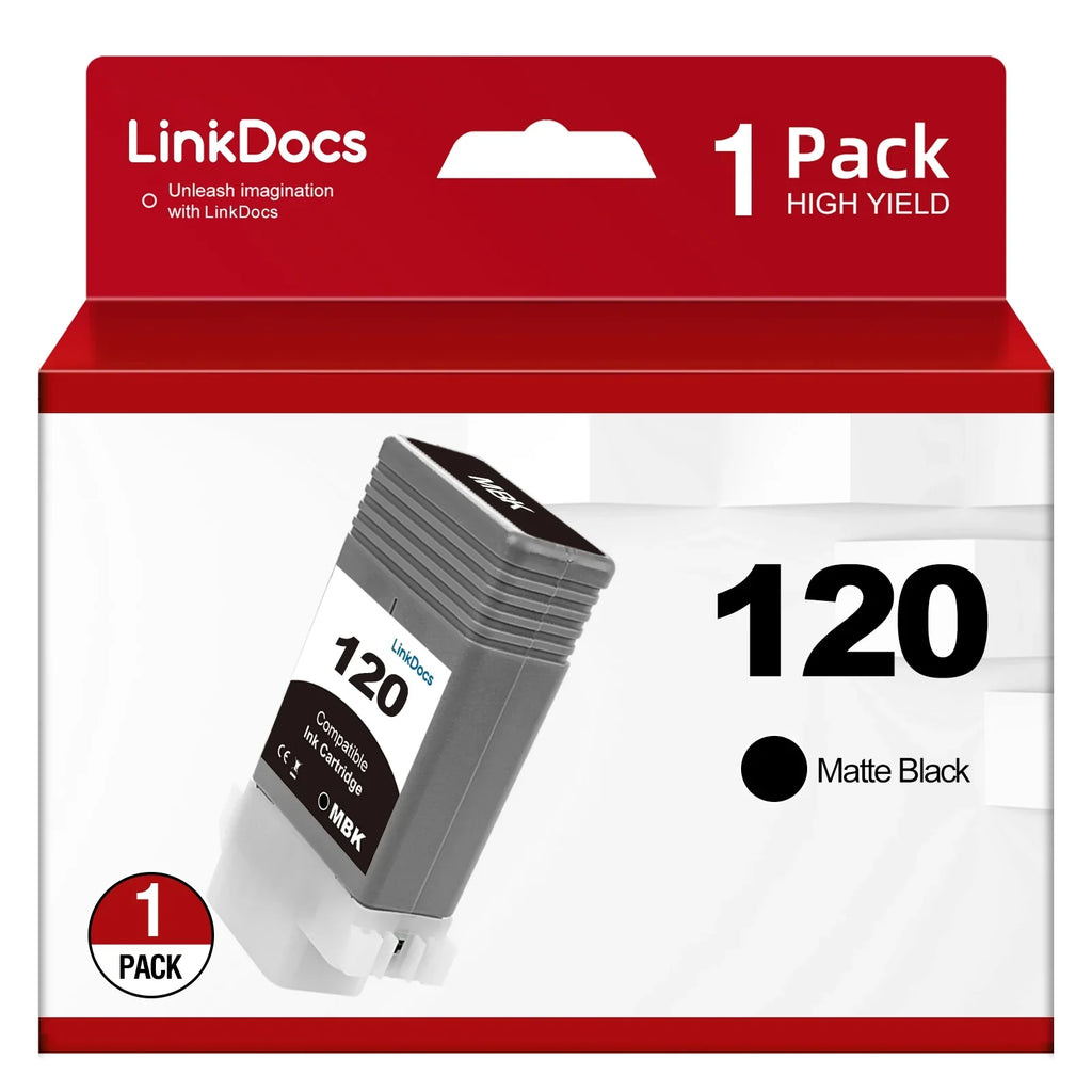 TM-300 PFI-120 Matte TM-200 PFI120 GP-200 for LinkDocs Canon PFI-120MBK GP-300 Ink PFI120 Black Cartridges Canon and Work TM-305 Compatible Printer TM-205 IPF ImagePROGRAF for Replacement PFI-120