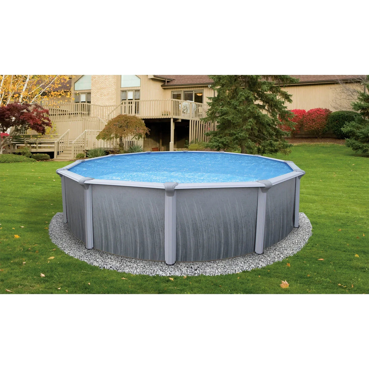 Pool With Martinique Round Bluewave Steel Rail 52-In 7-In 18' Top