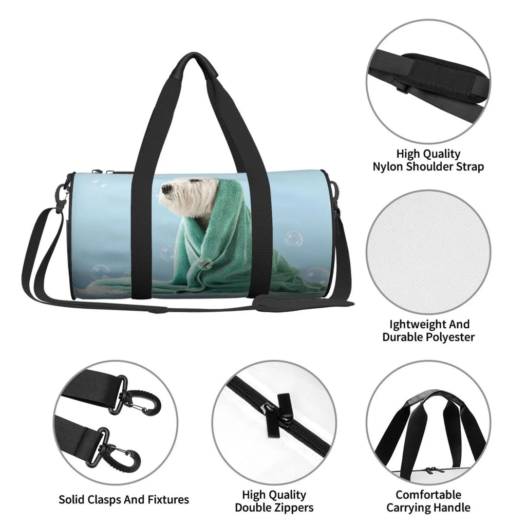 with Compartment Bag Waterproof Coaee Towel Pocket Dog Sports Travel Bag in Large Cylinder Gym Bag Capacity and Luggage Wrapped
