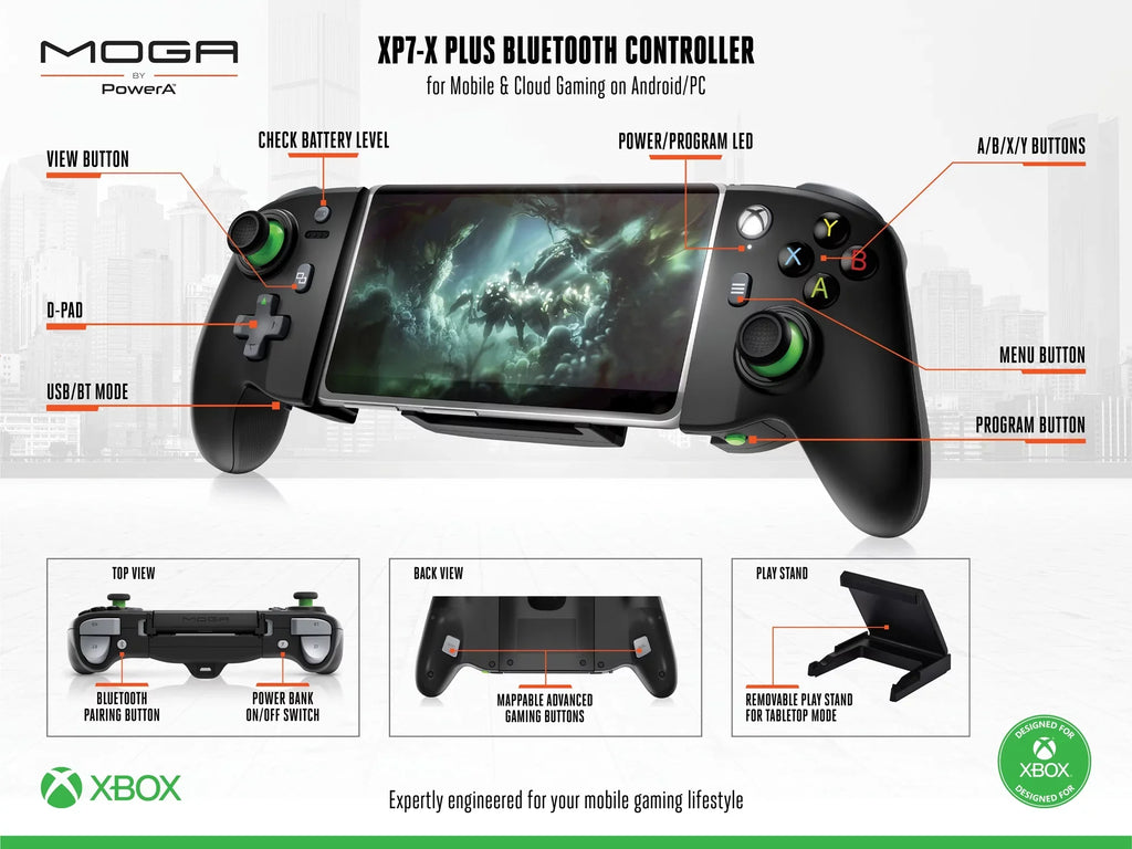 for Gaming Cloud & Controller MOGA XP7-X Plus PowerA Bluetooth on Android/PC Mobile