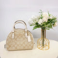KHAKI Signature LIGHT Sydney Satchel Coach CA591 CHALK Canvas In IN