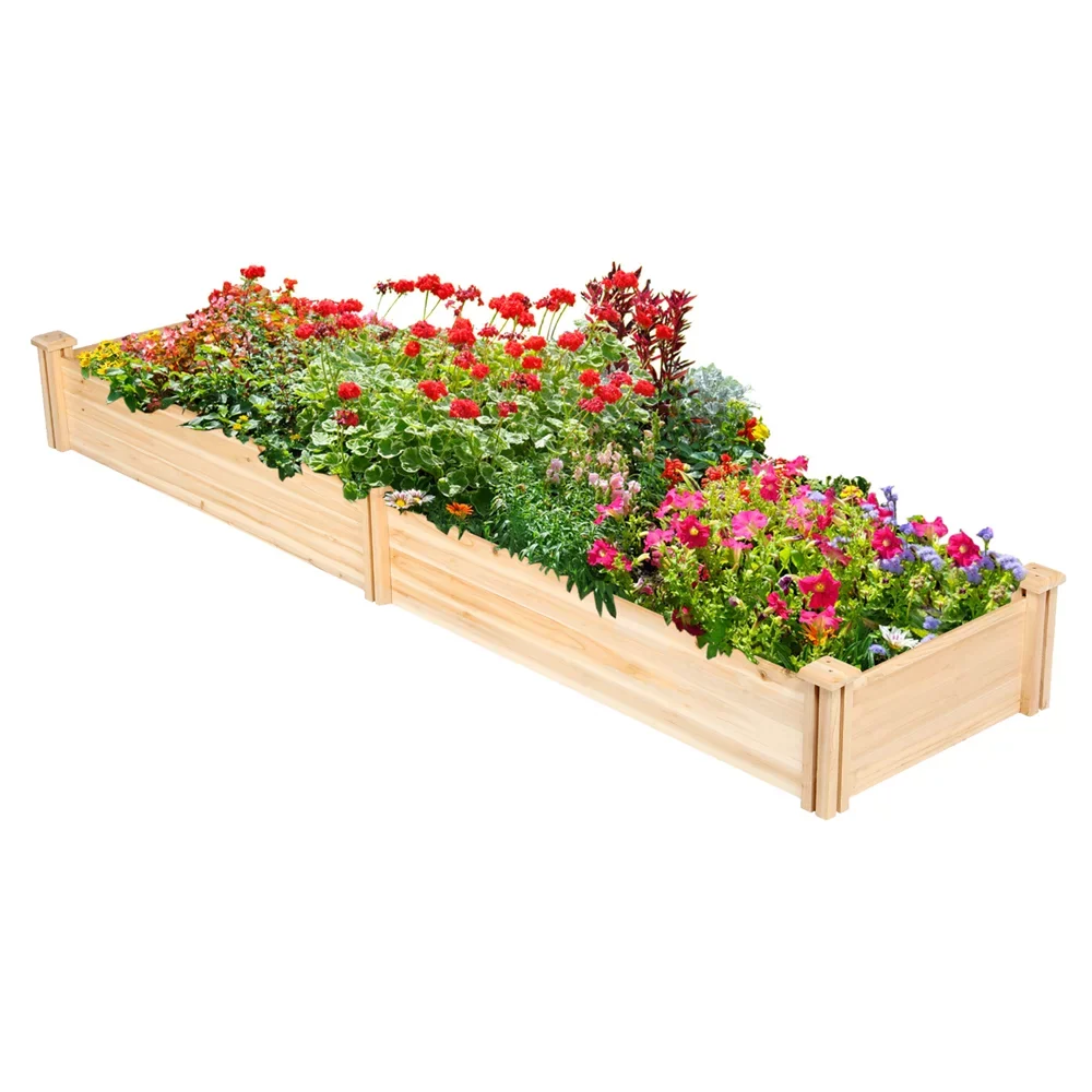 Easyfashion (L 24.6 Wooden Raised x x Garden Wood W Bed, x 10.6inch H),Natural 96.7 x