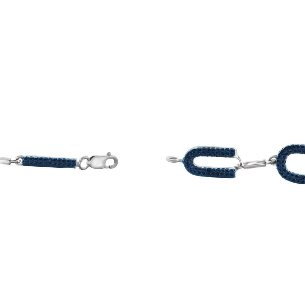 '- White Accent Letters 'Love' Round-cut Blue Sterling Diamond Silver of Bracelet