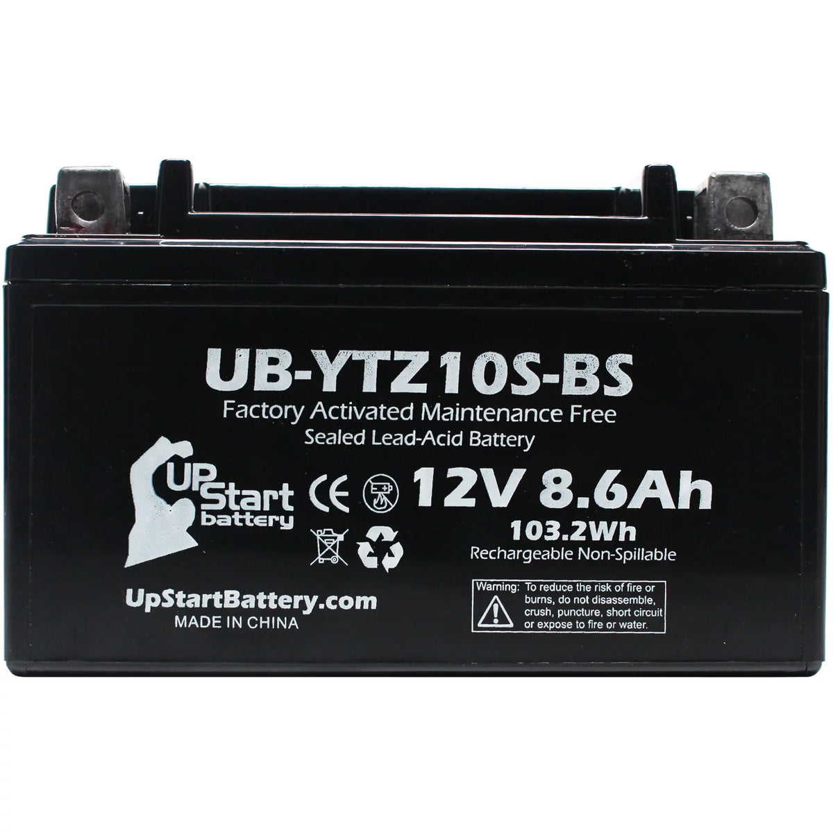 YZF-R1 2011 for 1000CC Replacement 3-Pack Activated, Motorcycle 8.6Ah, UB-YTZ10S-BS Free, 12V, Battery Factory - Maintenance UpStart Battery Yamaha