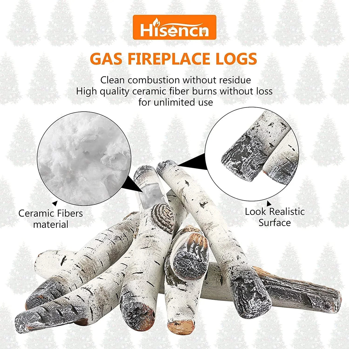 Fireplace, Vented, White Logs, Fireplaces, Gas Birch for Inserts, Ethanol, Indoor Logs Pcs Gas Fireplace Indoor exterior Electric Hisencn Propane, Gas Fireplace Gas Ceramic Gel, 6 Decor or