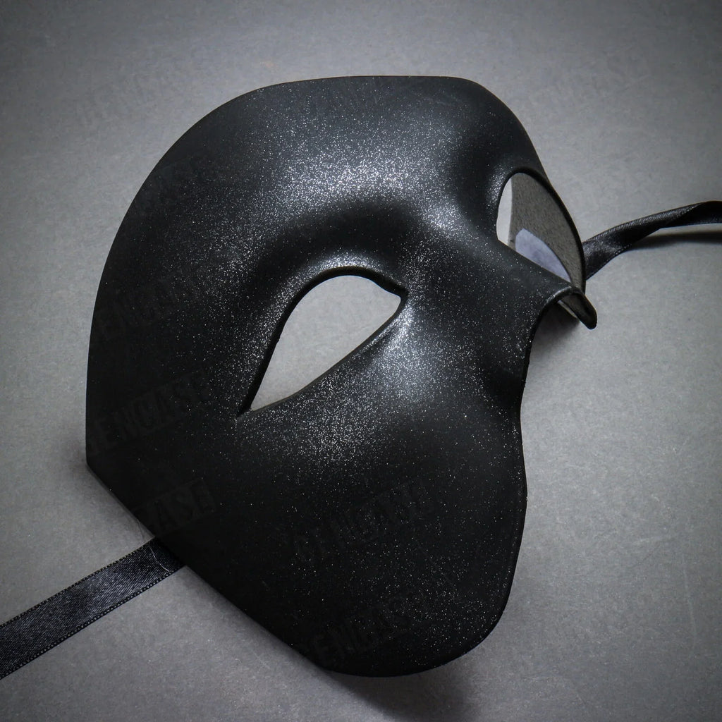 | Mask Costume Venetian Black Masquerade Plain Face Phantom Half Halloween Vintage