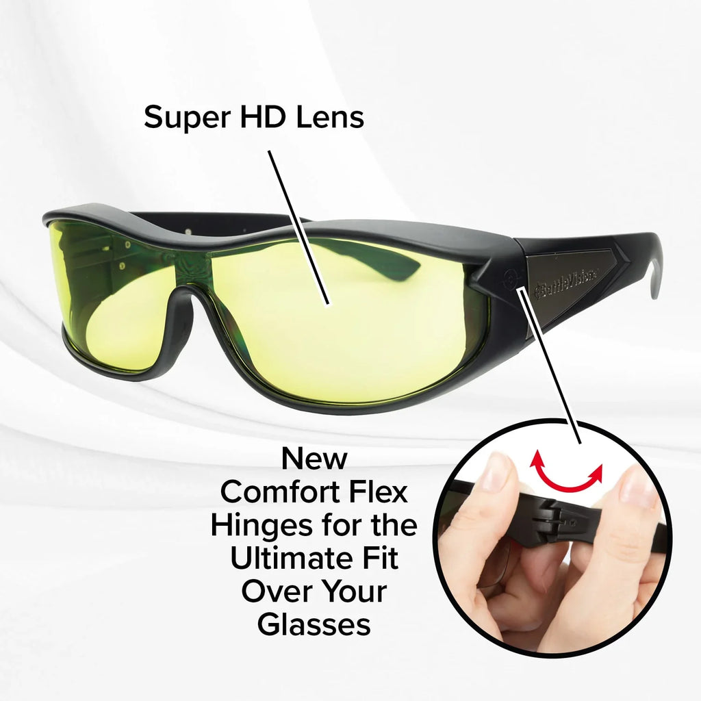 Glasses, Vision BattleVision Driving Wraparounds Green Night AS-SEEN-ON-TV Night