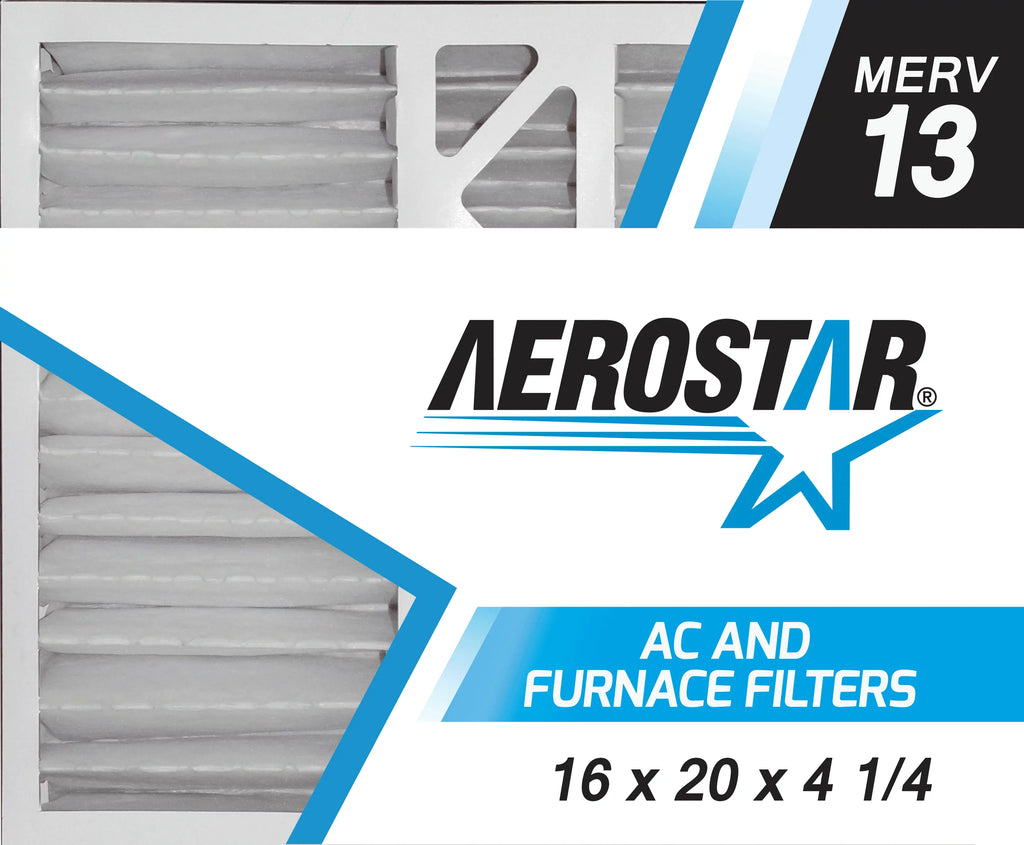 Box 13, Aerostar Carrier 2 MERV of 1/4, 16x20x4 Pleated 16x20x4 Replacement Filter, Air 1/4