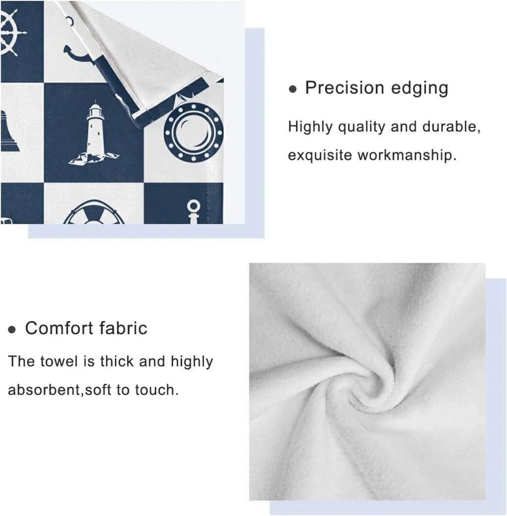 for Soft Cotton Sailing Anchor Decorative Towels Hand Piece 3 Absorbent Fingertip Dreamtimes Towel Bathroom Lighthouse Checked Bath Towels Sets Vessel