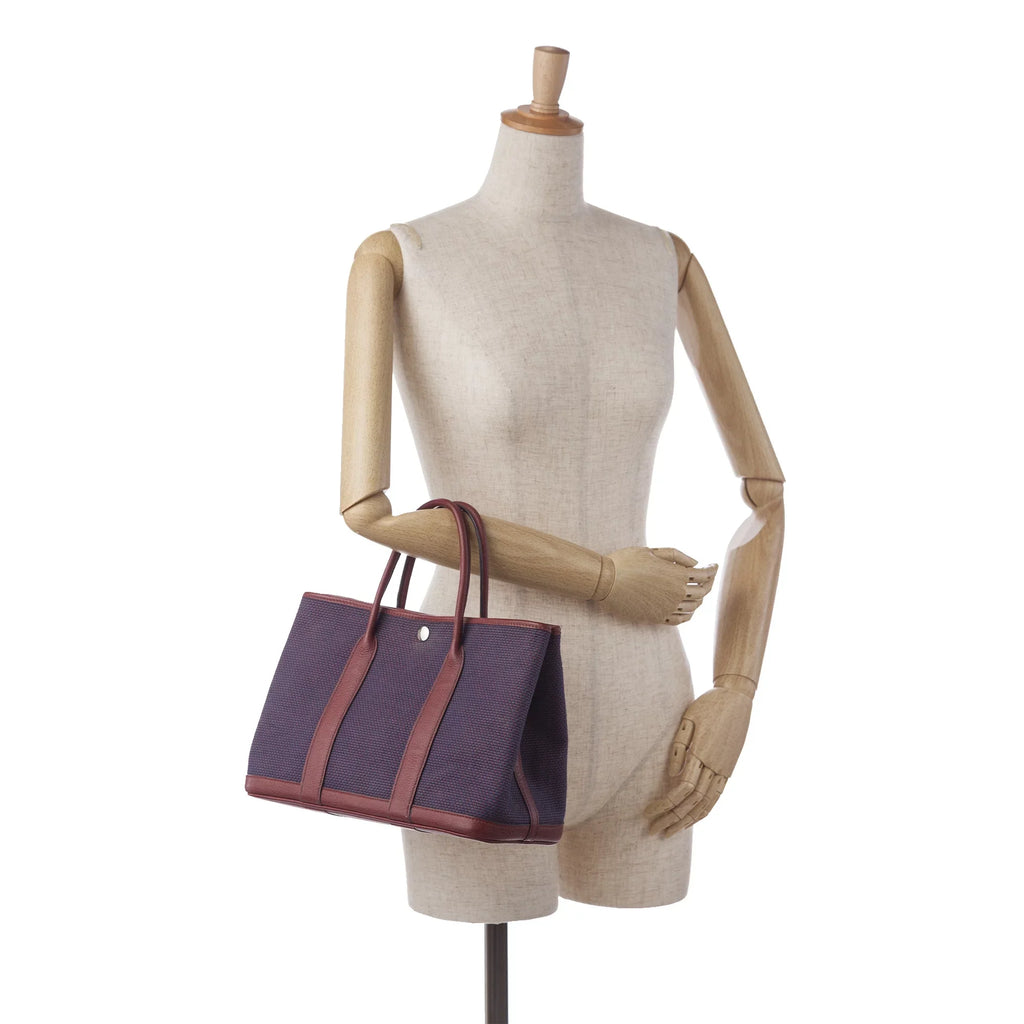 Bag Toile Authenticated Hermès Fabric Purple Canvas Tote 30 Pre-Owned Unisex Garden Party (Good)