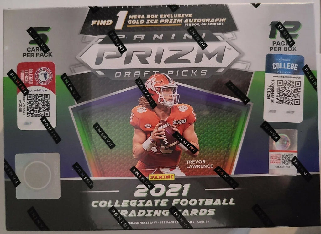 pks/bx, Prizm Gold Panini Autograph Picks Prizm Ice MEGA Football Box (12 ONE 2021 card/bx) Draft