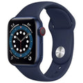 (2020) 44mm GPS Case Navy + Pre-Owned - Aluminum Fair Blue Band 6 - Watch Unlocked Cellular - Sport Series