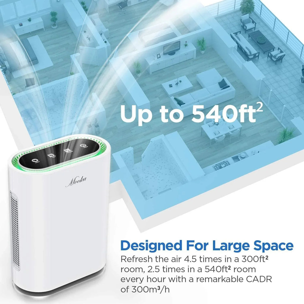 Smart Filtration, up Mode Large to True Auto HEPA+ 540ft&sup2;, Room 6-Point Filter, Air