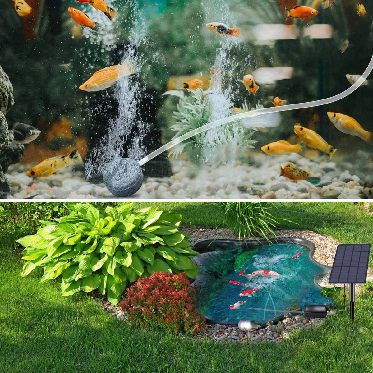 Pool Plug-in Solar Pump Ideal Aerator Pipe Uteam Garden Air Fish for for Aquarium Bubble with Pond 2W Tank Powered Stones
