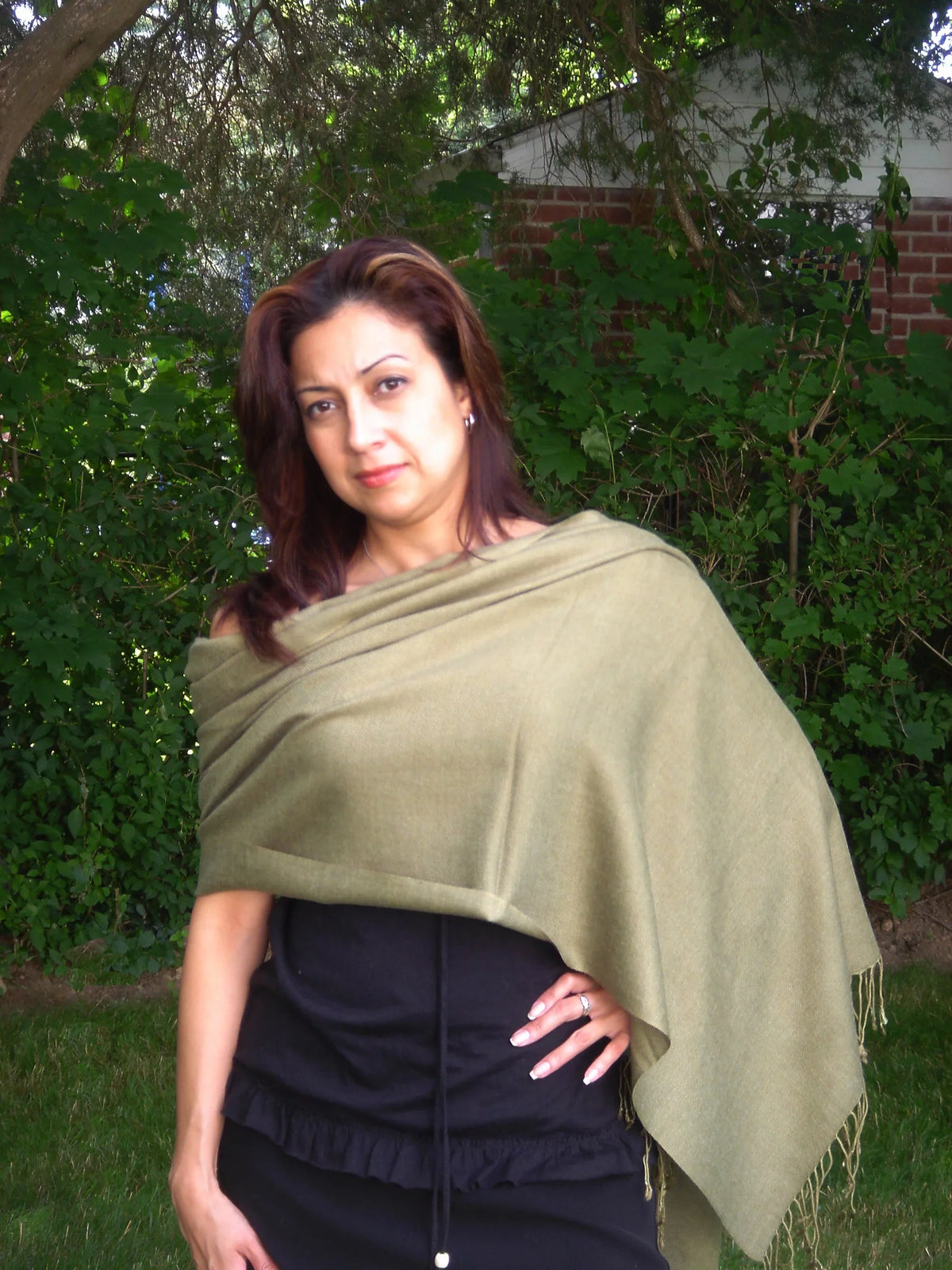 Scarf/Wool/Silk (Olive Shawl/Shawls/Scarf/Scarves/Wrap/Stole/Muffler/Cape/Ruana/Blanket/Throw/Pashmina Regular Shawl/Cashmere Shawl) Green