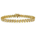 Yellow 6.0 Classic Gold-Plated Link Bracelet Cttw .925 Round-Cut 14K I1-I2 color, clarity) Diamond - Silver 7.5" Sterling (J-K "S"