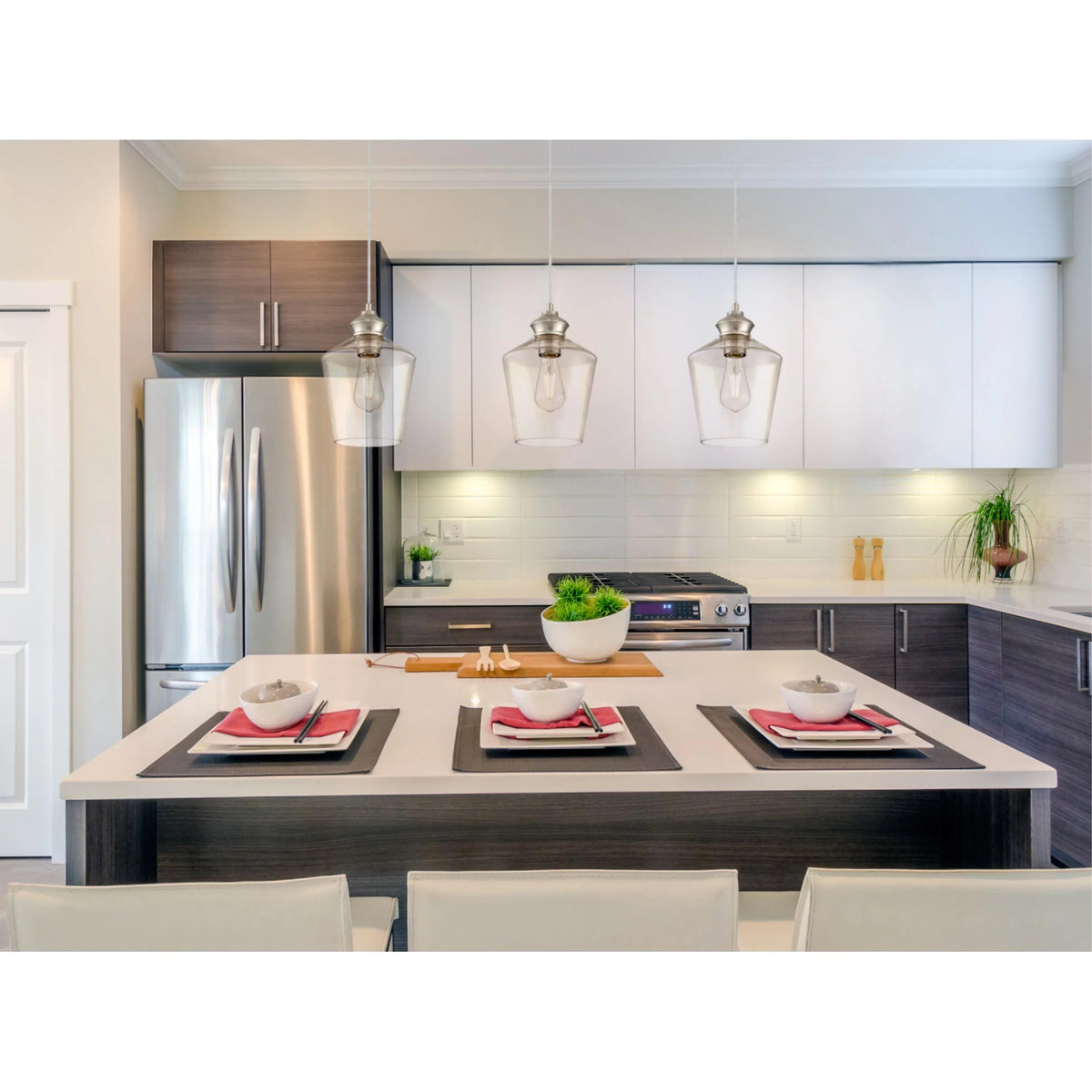 Clear Ramsey Finish Glass Nickel Mini Brushed Westinghouse Pendant