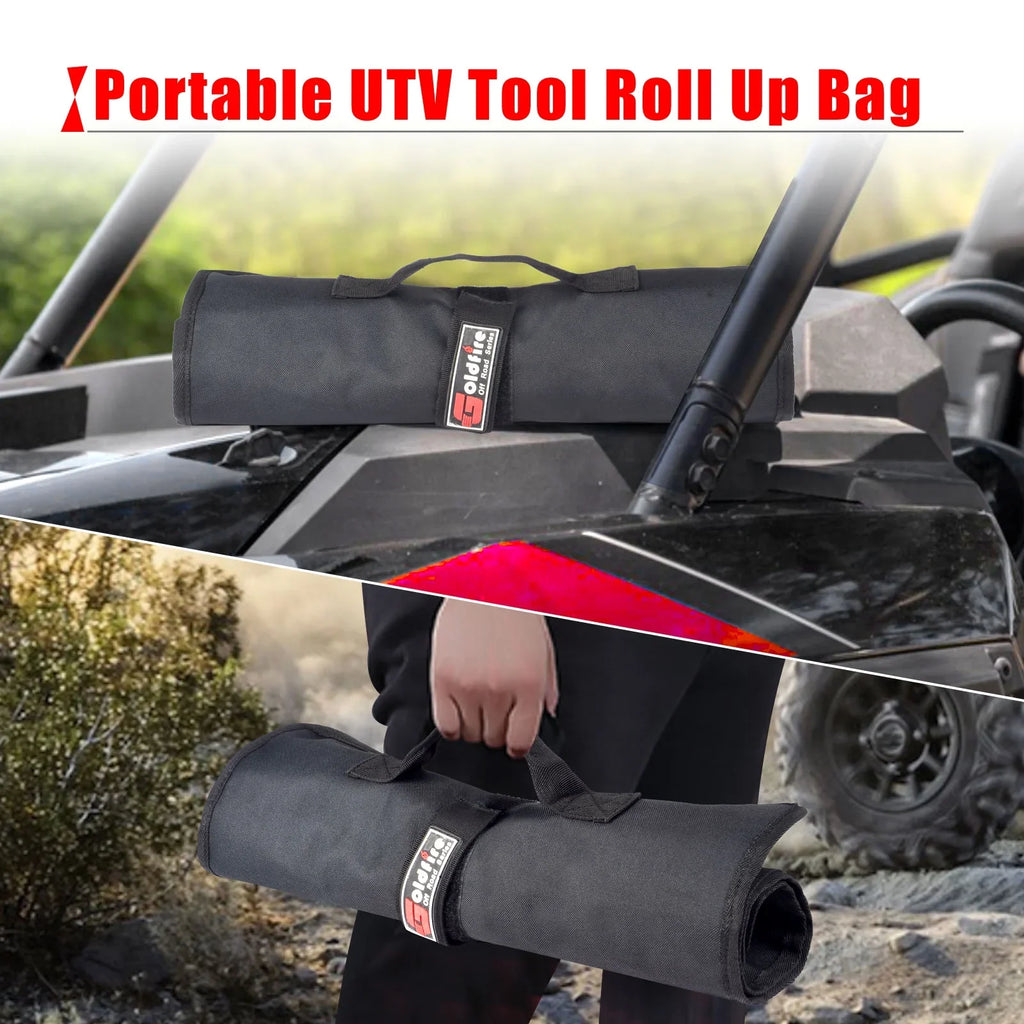 UTV Travel Storage ATV Truck Kit Universal Tool Pouch Organizer Tool Bag Tool for Portable Roll Car with Wrench Storage