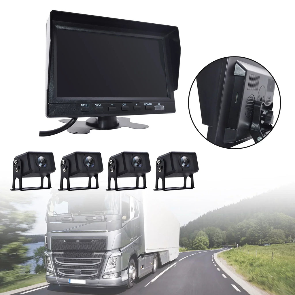 RV DVR Driving View Camera Recorder Bus+4 7" for Rear Truck Video Backup Monitor