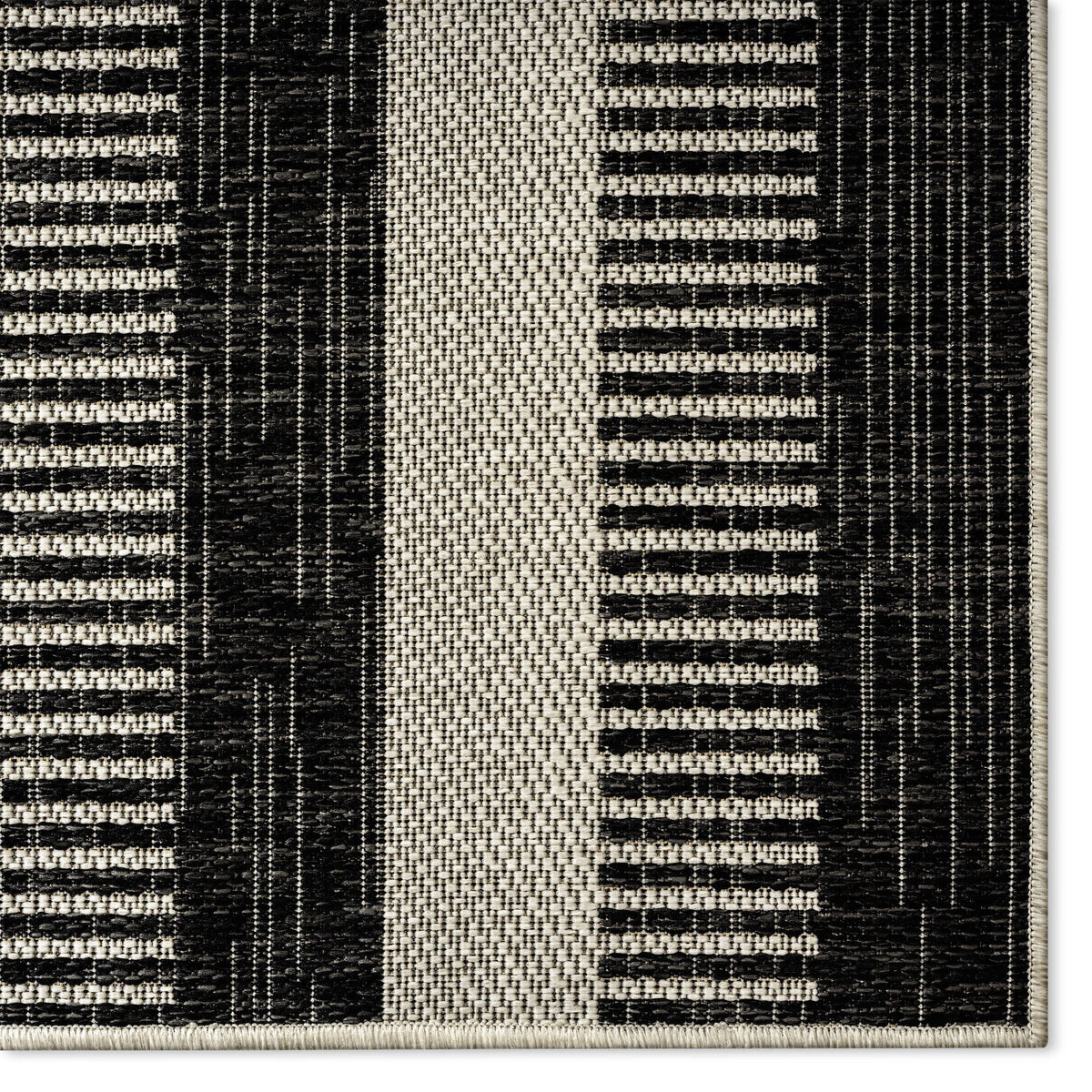 New Modern 5'2"x7'2" Patio York Rug, Miller Indoor/exterior Country Black/Grey, Striped Nicole Area Charlotte