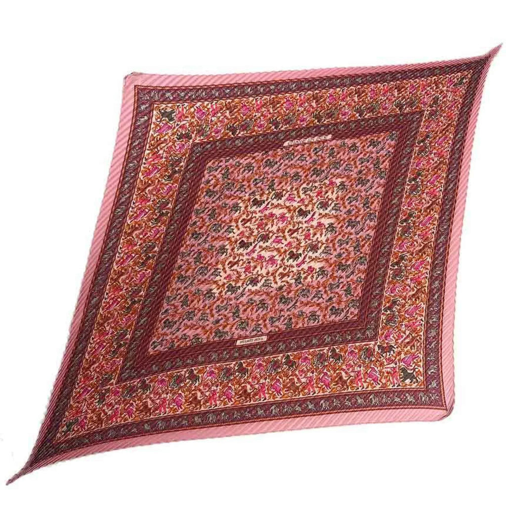EN Scarf aq5273 HERMES CHASSE Indian 100% Pre-Owned INDE Pleated New) (Like Hunting Silk 90 Pink Women's Hermes Carre