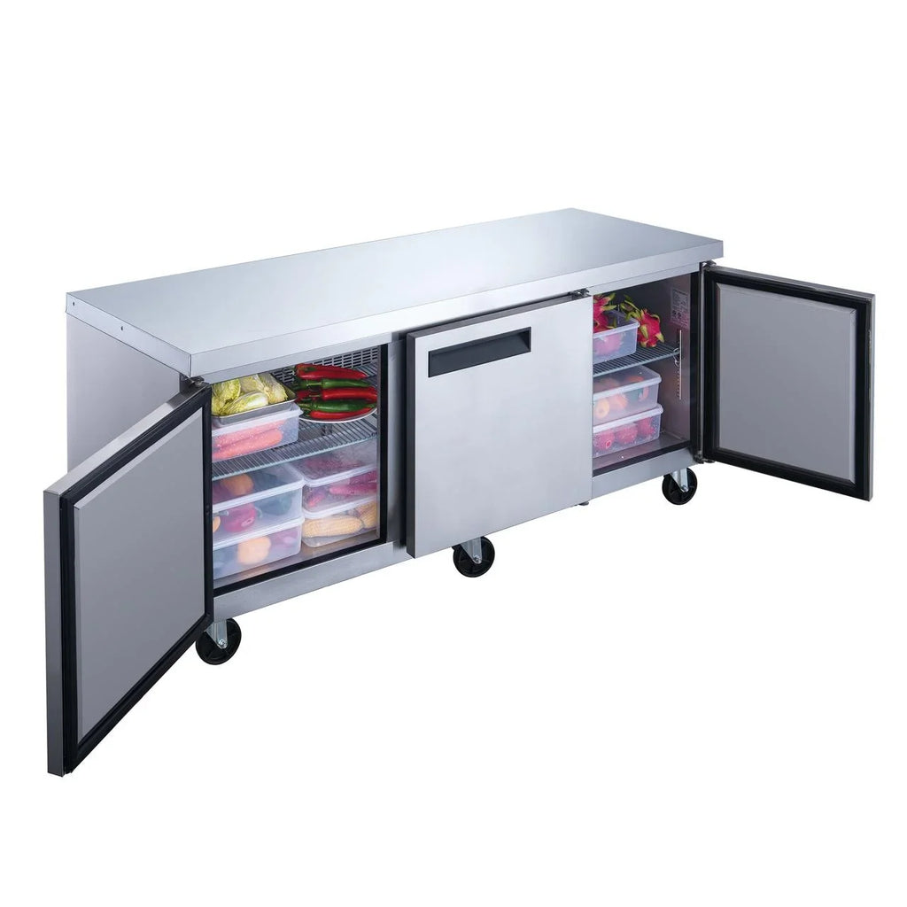 Stainless in Undercounter 3-Door Steel Refrigerator Commercial DUC72R